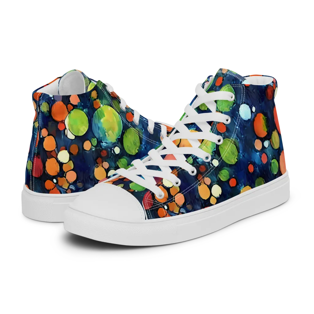 Midnight Orchard on Women's High Top Canvas Shoes — Left