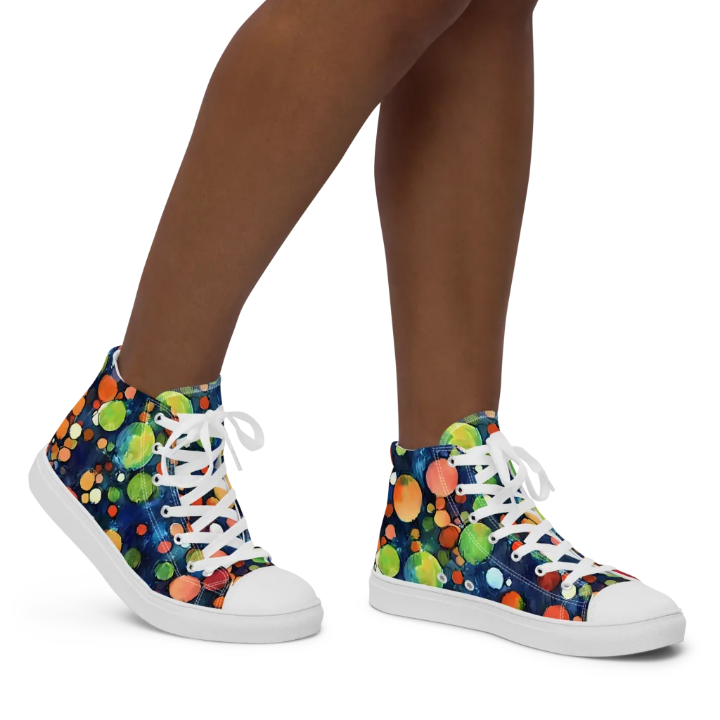 Midnight Orchard on Women's High Top Canvas Shoes — Right