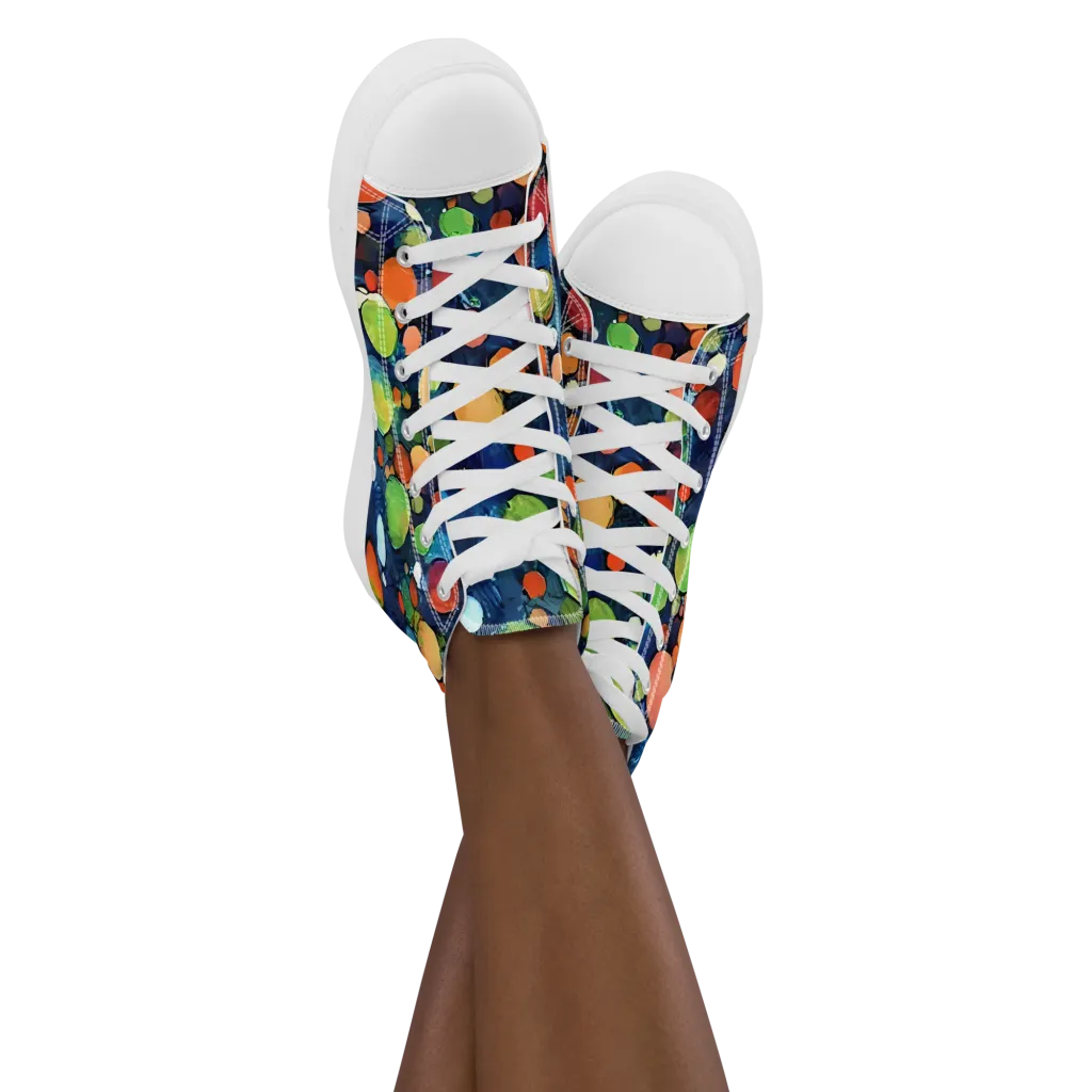 Midnight Orchard on Women's High Top Canvas Shoes — Front