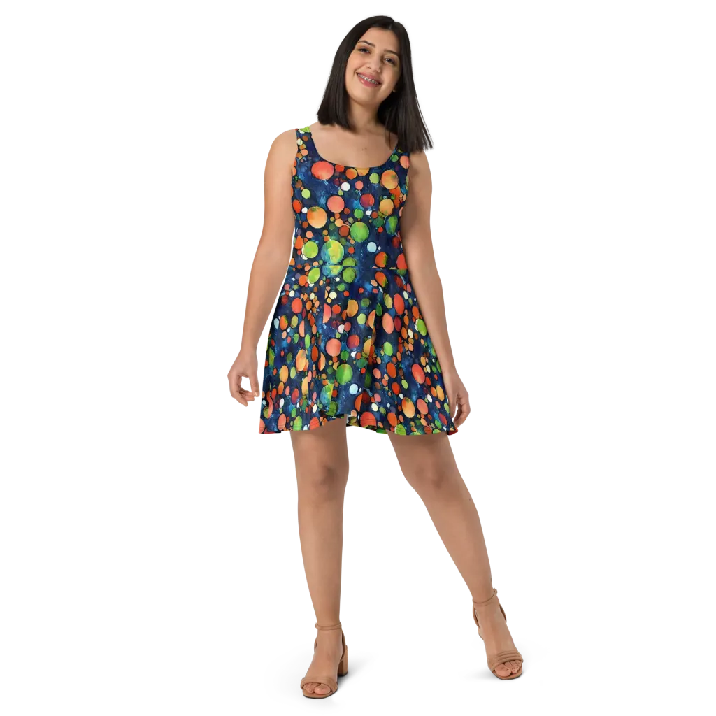 Midnight Orchard on Skater Dress — Front