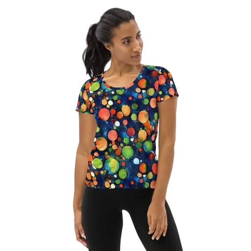 Midnight Orchard on a Women's Athletic T-Shirt