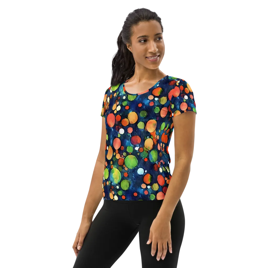 Midnight Orchard on Women's Athletic T-Shirt — Left
