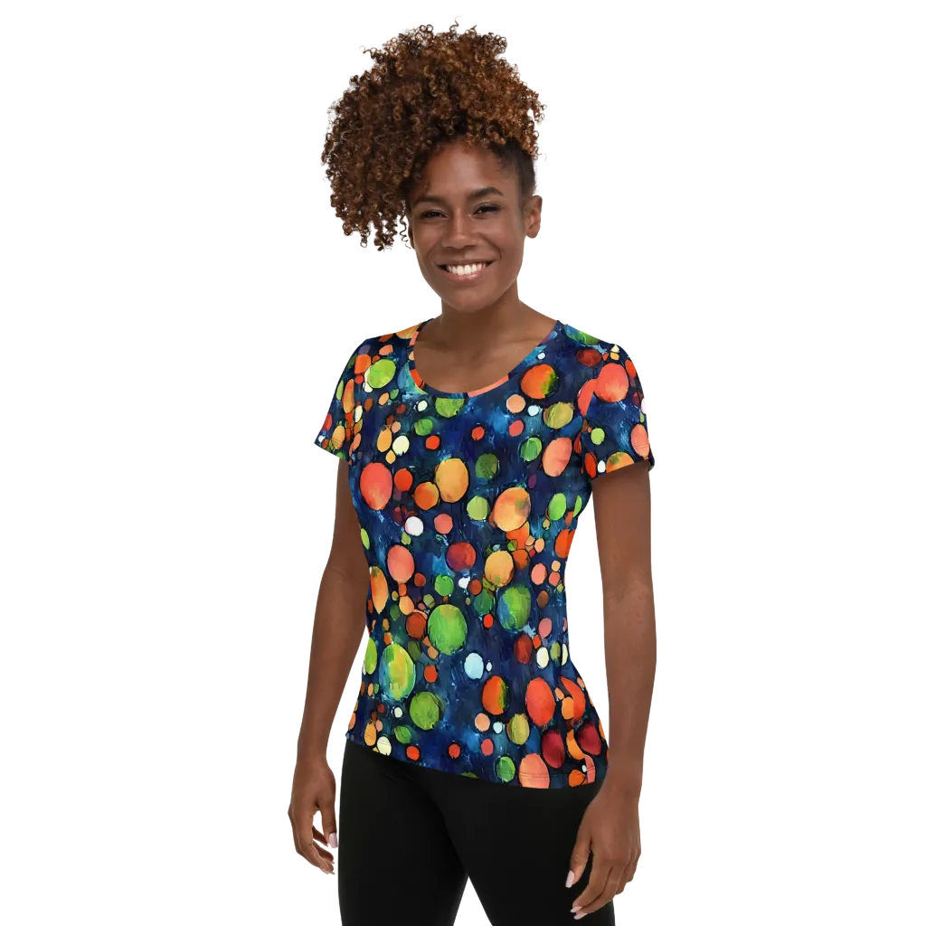 Midnight Orchard on Women's Athletic T-Shirt — Left