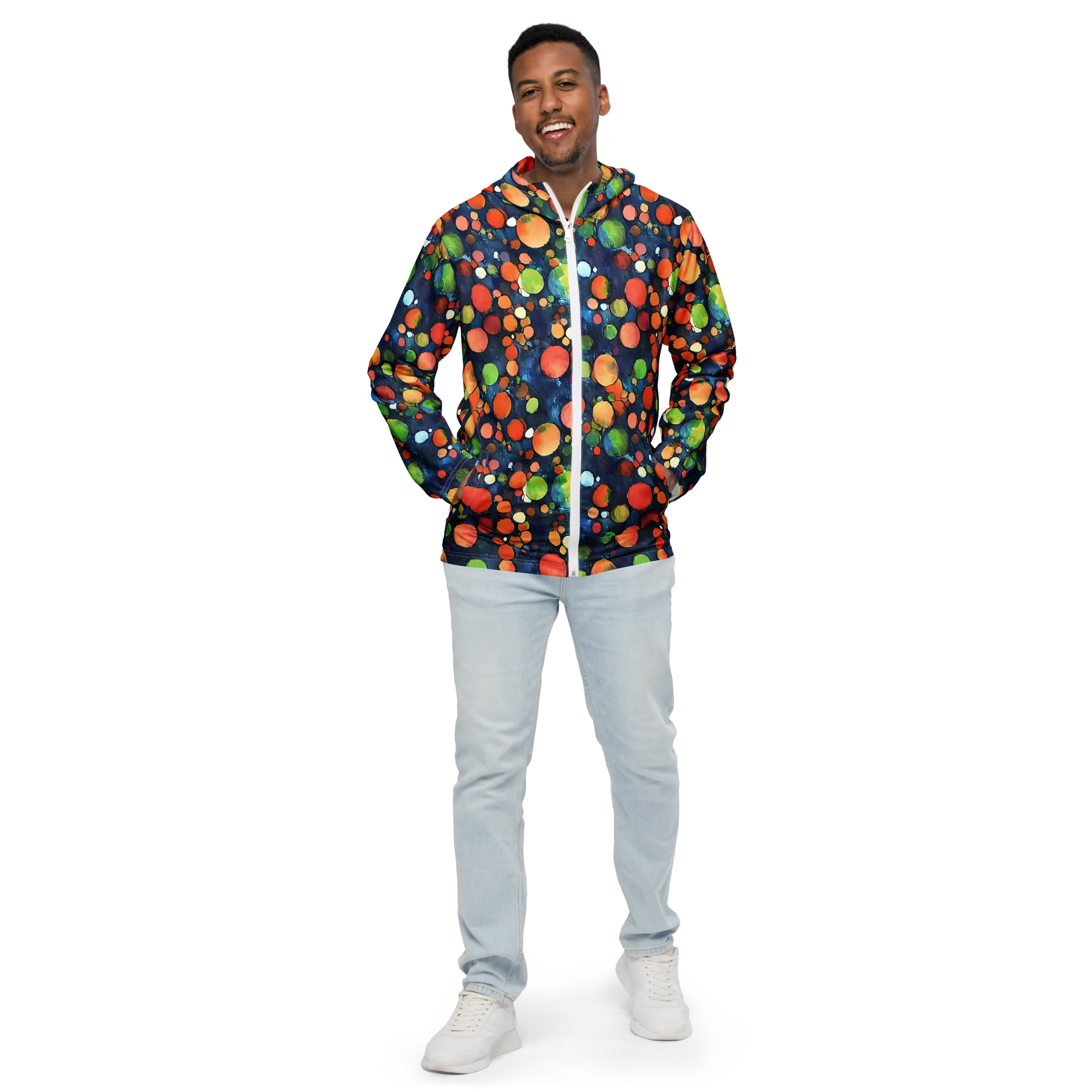Midnight Orchard on Men's Windbreaker — Front