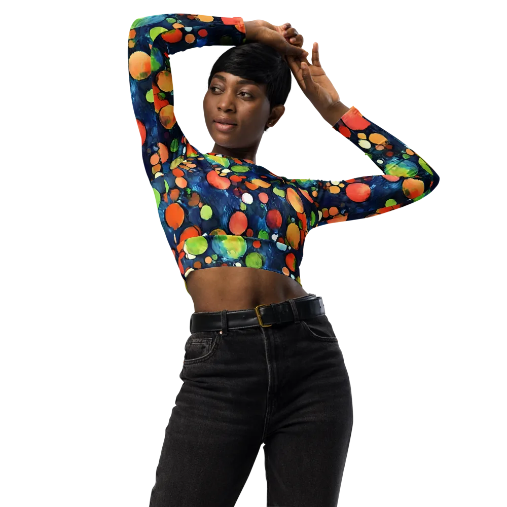 Midnight Orchard on Long Sleeve Crop Top — Front
