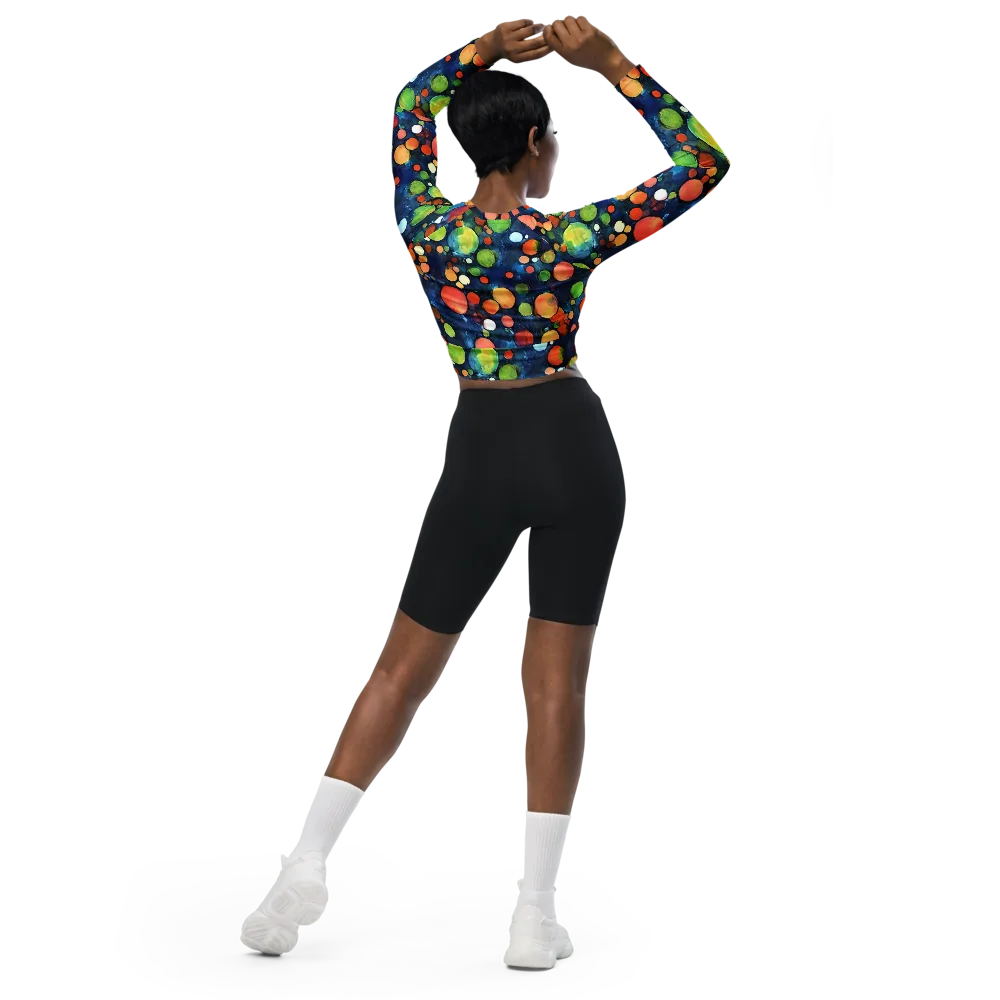 Midnight Orchard on Long Sleeve Crop Top — Back