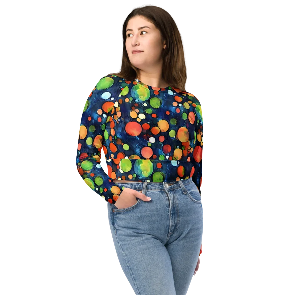 Midnight Orchard on Long Sleeve Crop Top — Front