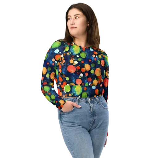 Midnight Orchard on a Long Sleeve Crop Top