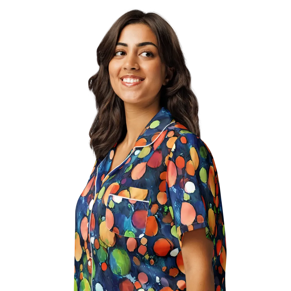 Midnight Orchard on Women's Short Sleeve Pajama Top — Left Front