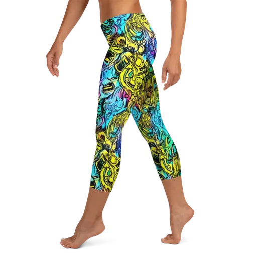 Cyan Frenzy on a Capri Leggings
