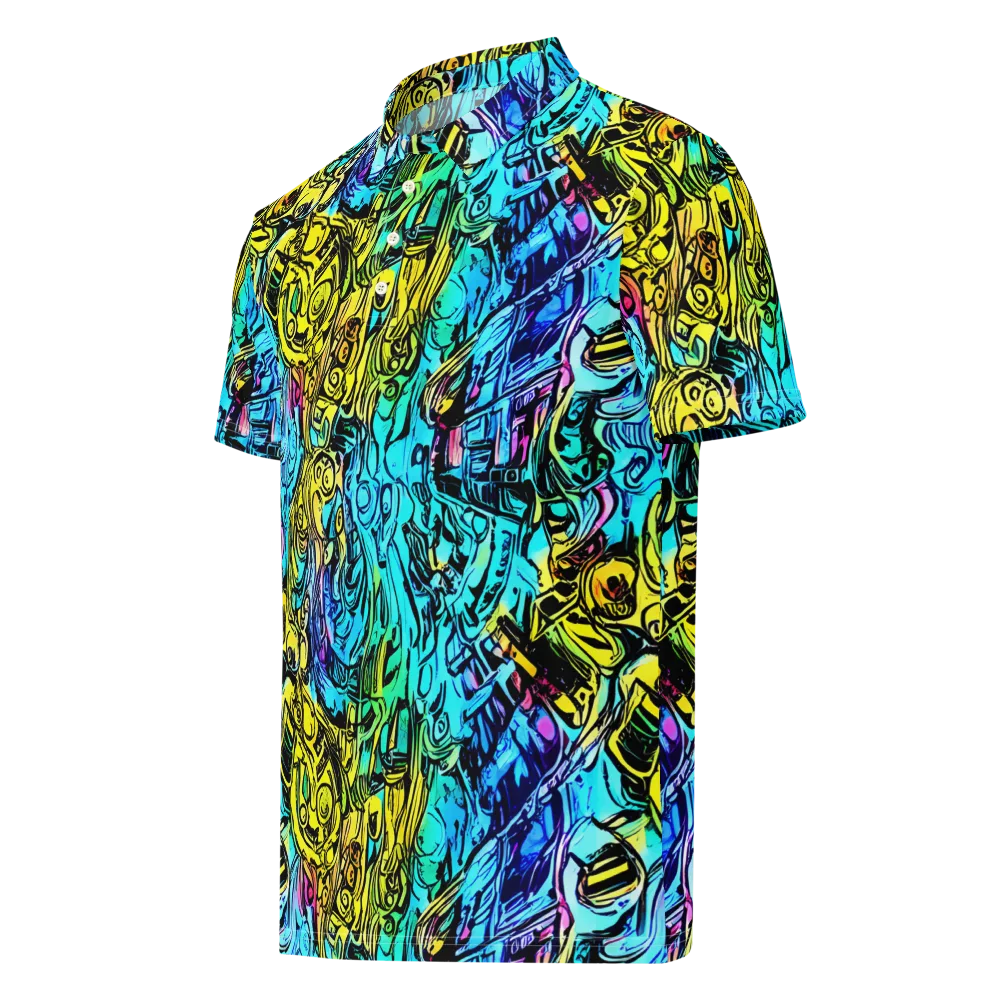 Cyan Frenzy on Men's Slim Fit Polo Shirt — Left Front