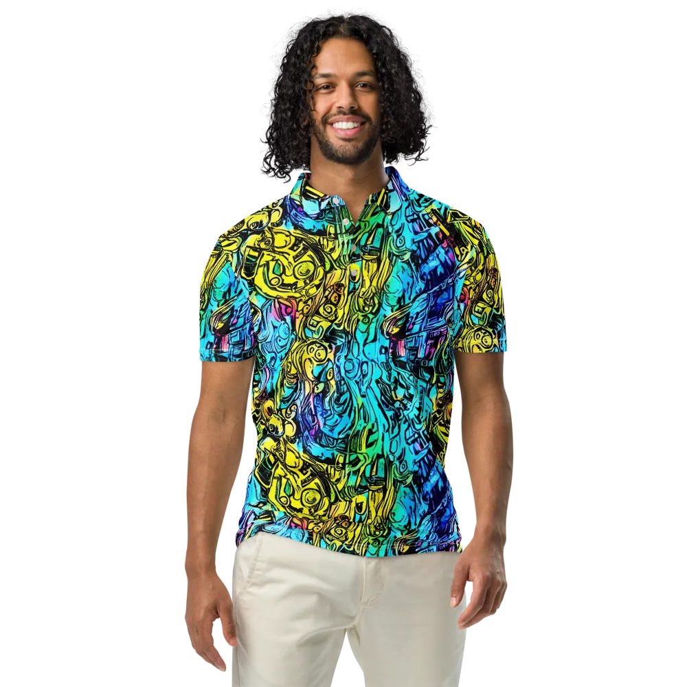 Cyan Frenzy on Men's Slim Fit Polo Shirt — Front