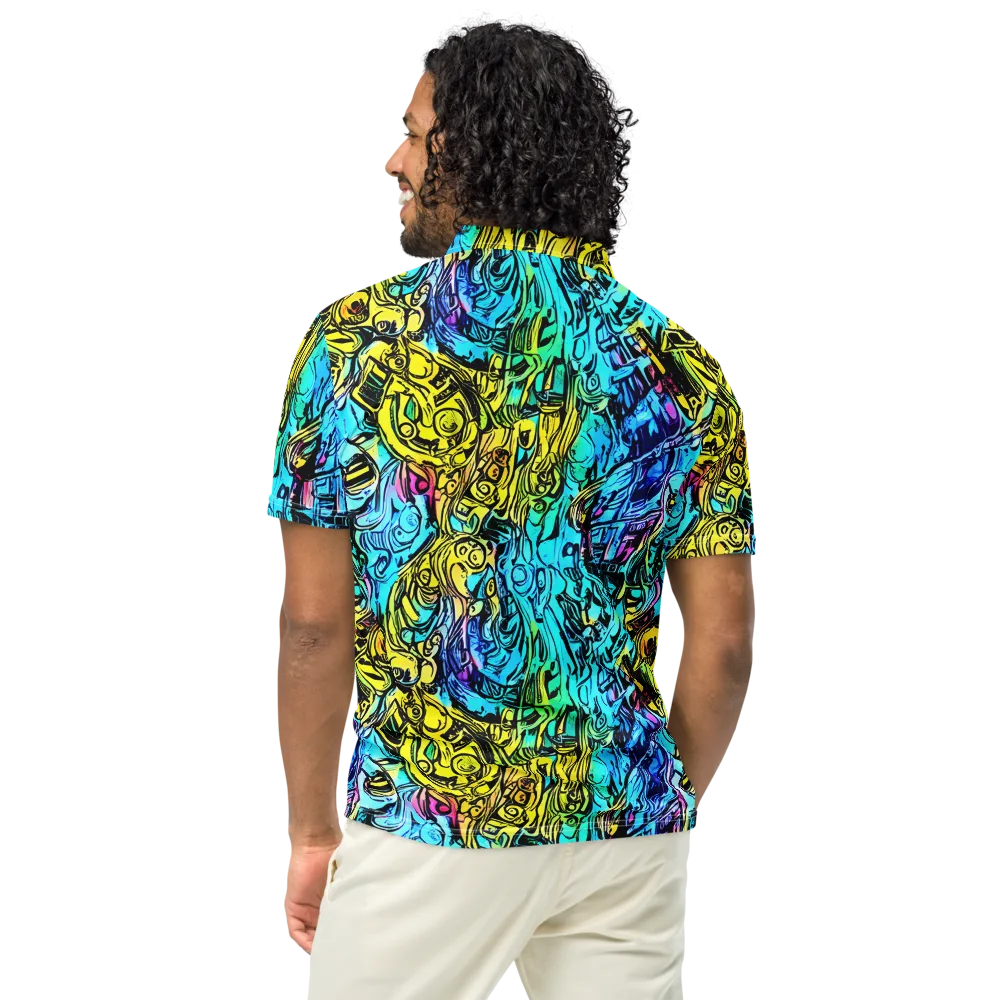 Cyan Frenzy on Men's Slim Fit Polo Shirt — Back
