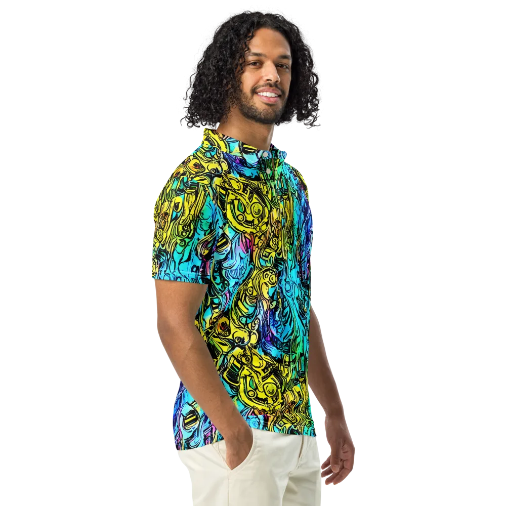 Cyan Frenzy on Men's Slim Fit Polo Shirt — Right Front