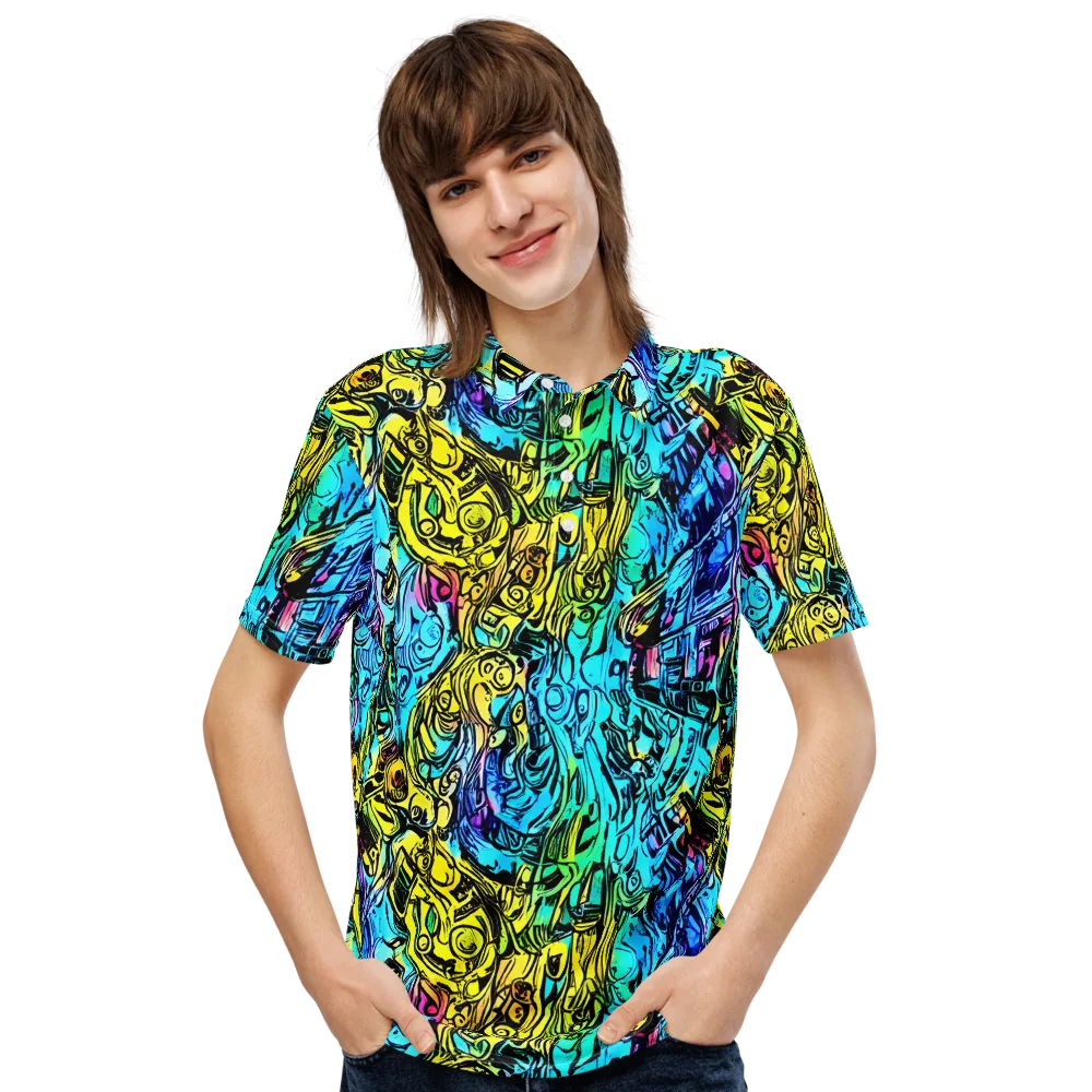 Cyan Frenzy on Men's Slim Fit Polo Shirt — Front