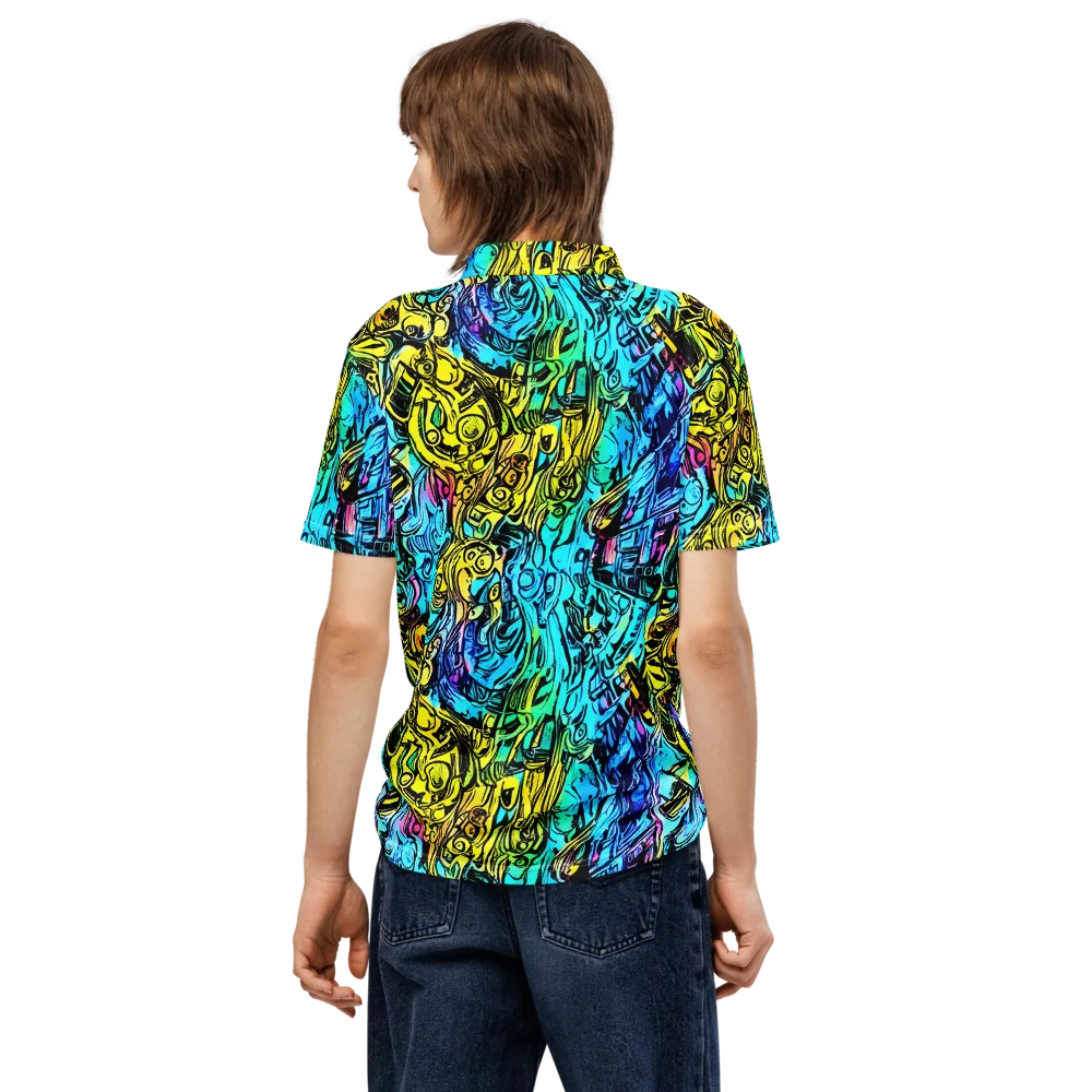 Cyan Frenzy on Men's Slim Fit Polo Shirt — Back