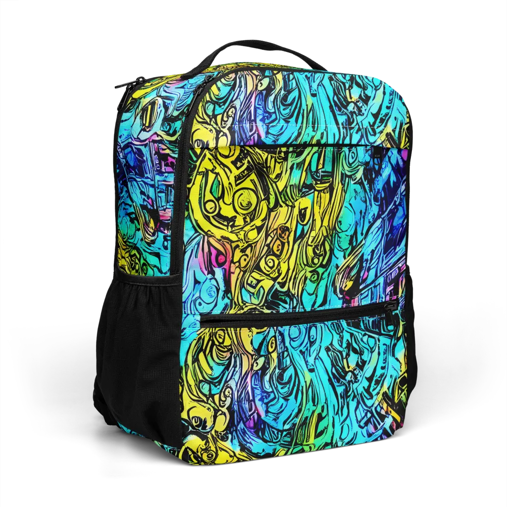 Cyan Frenzy on Utility Backpack — Right Front