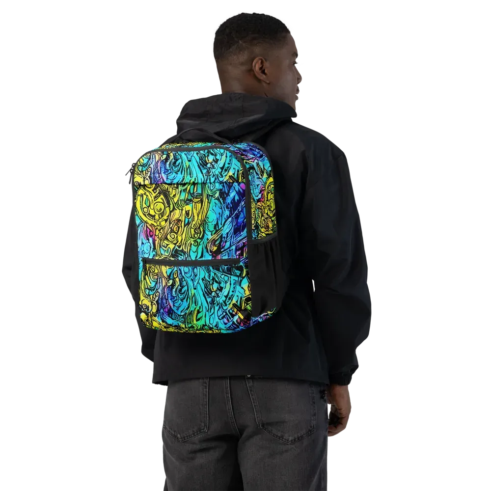 Cyan Frenzy on Utility Backpack — Back