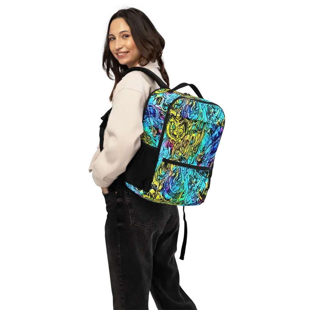 Cyan Frenzy on Utility Backpack — Back