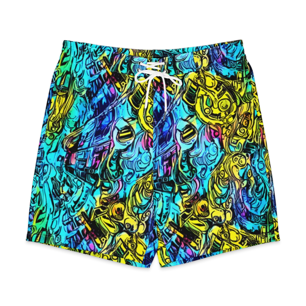 Cyan Frenzy on Men's Board Shorts — Front