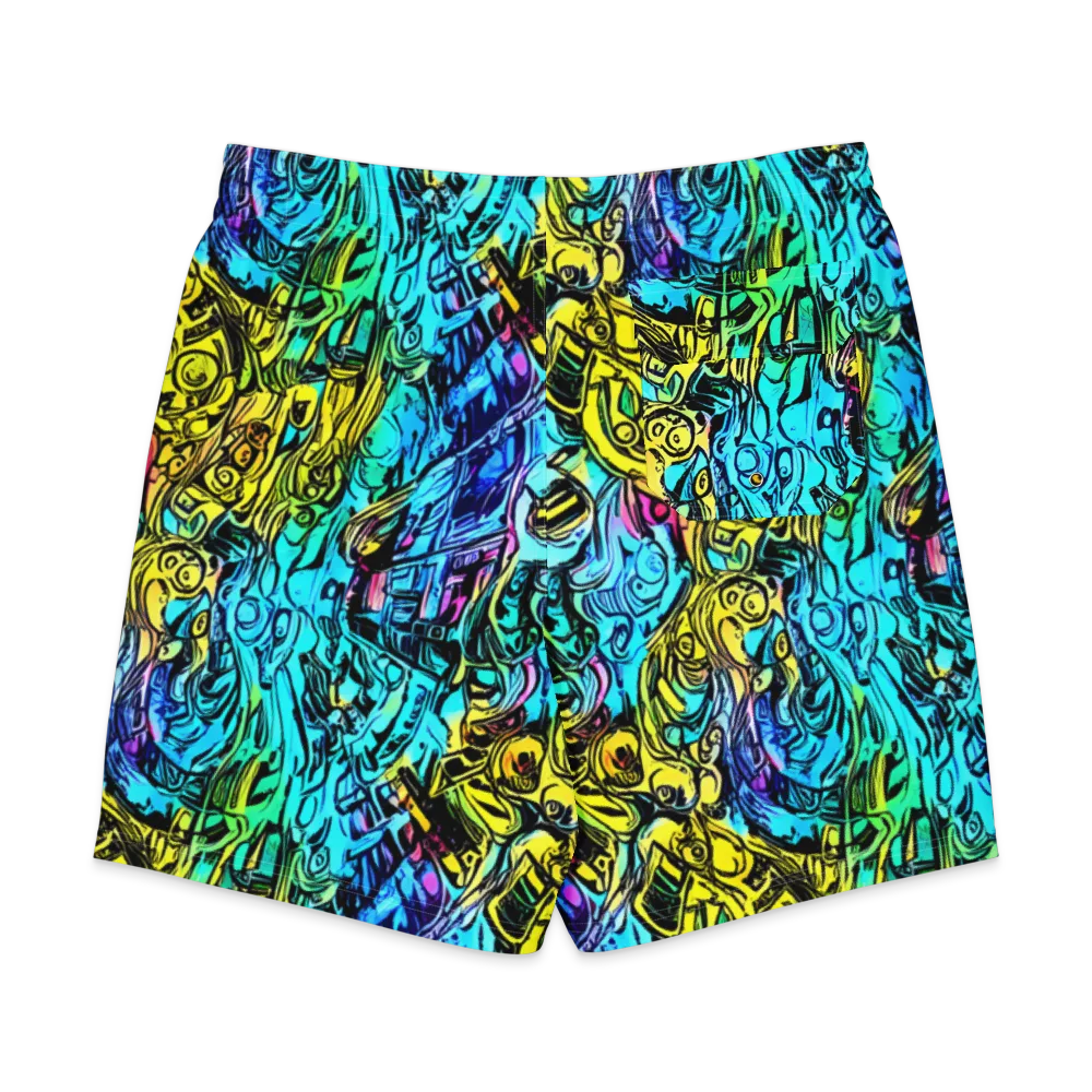 Cyan Frenzy on Men's Board Shorts — Back