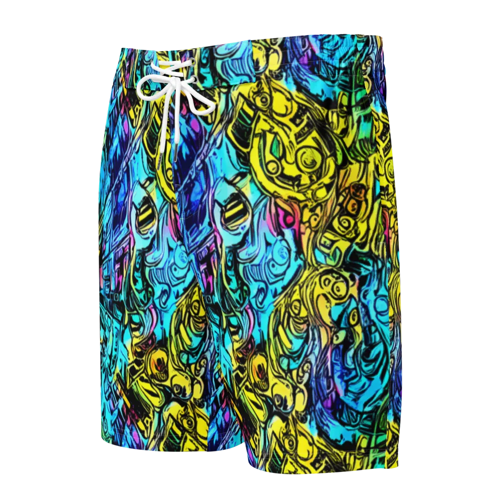 Cyan Frenzy on Men's Board Shorts — Front