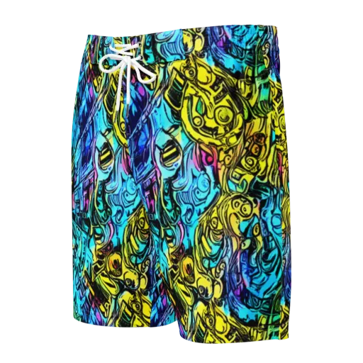 Cyan Frenzy on a Men's Board Shorts