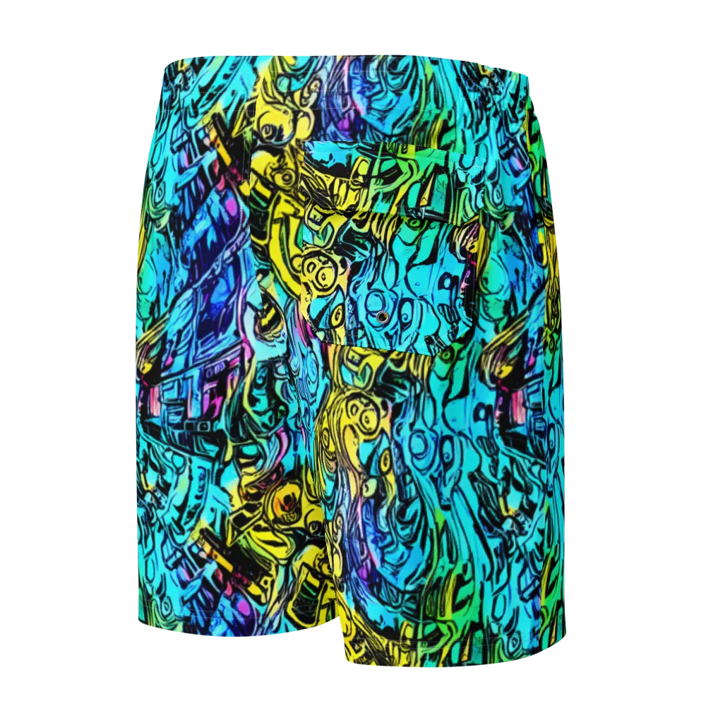Cyan Frenzy on Men's Board Shorts — Back
