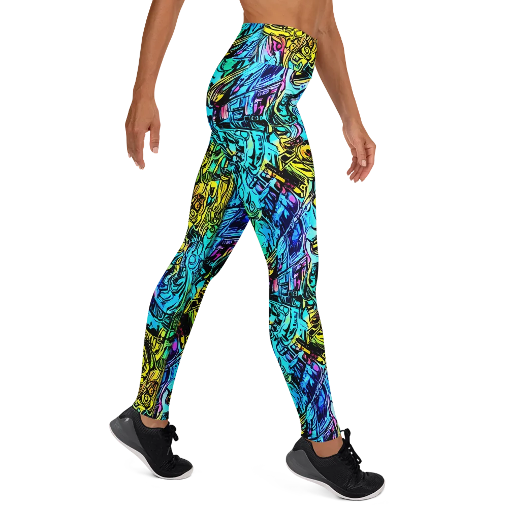 Cyan Frenzy on Yoga Leggings — Right