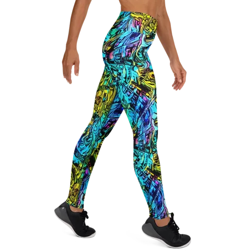 Cyan Frenzy on a Yoga Leggings