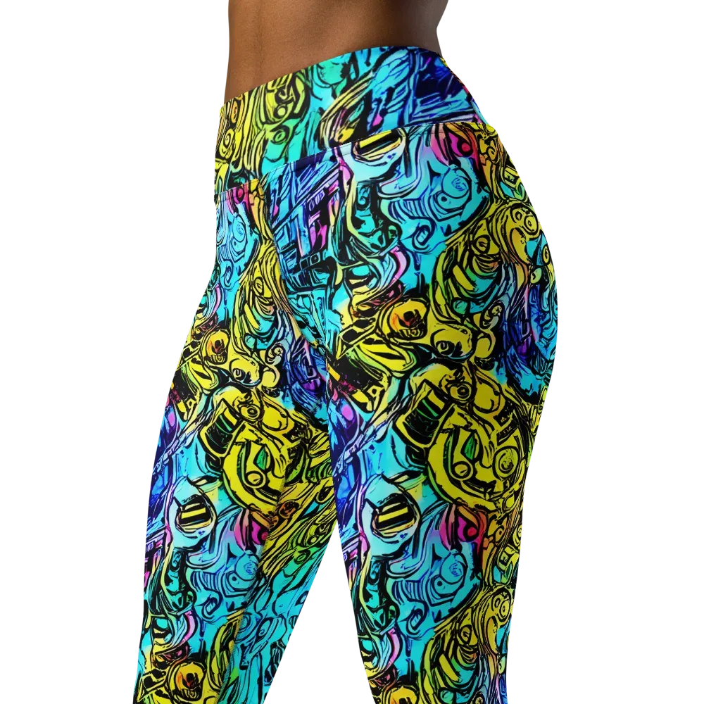 Cyan Frenzy on Yoga Leggings — Left Front