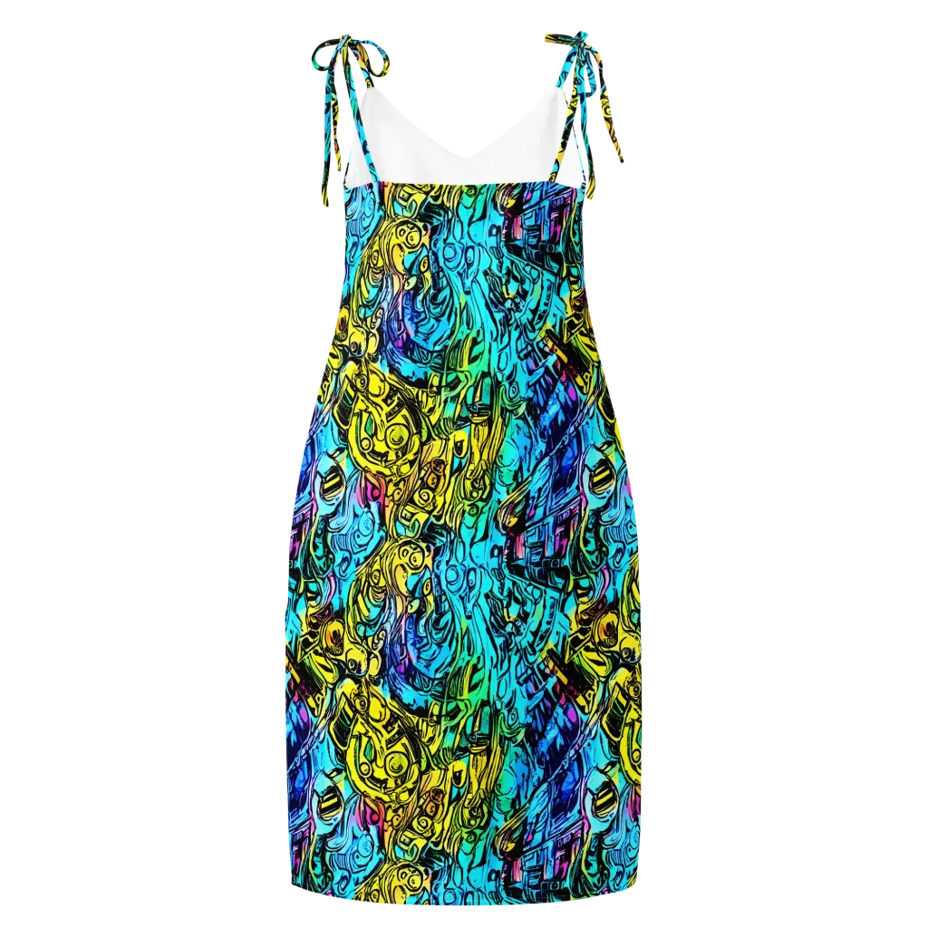 Cyan Frenzy on Slip Dress — Back