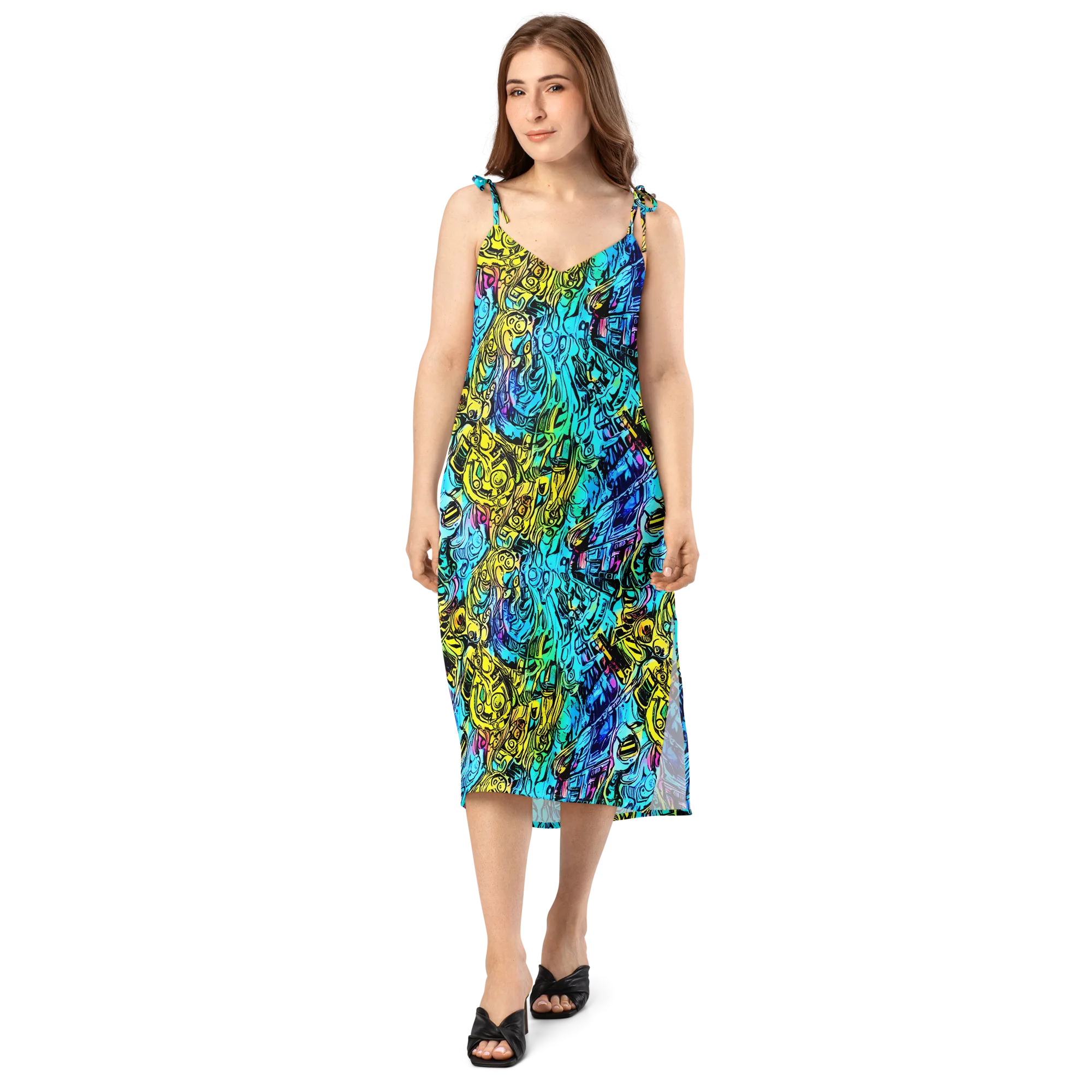 Cyan Frenzy on Slip Dress — Front
