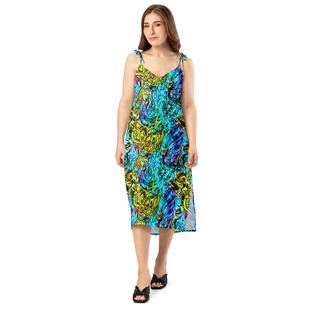Cyan Frenzy on Slip Dress — Front