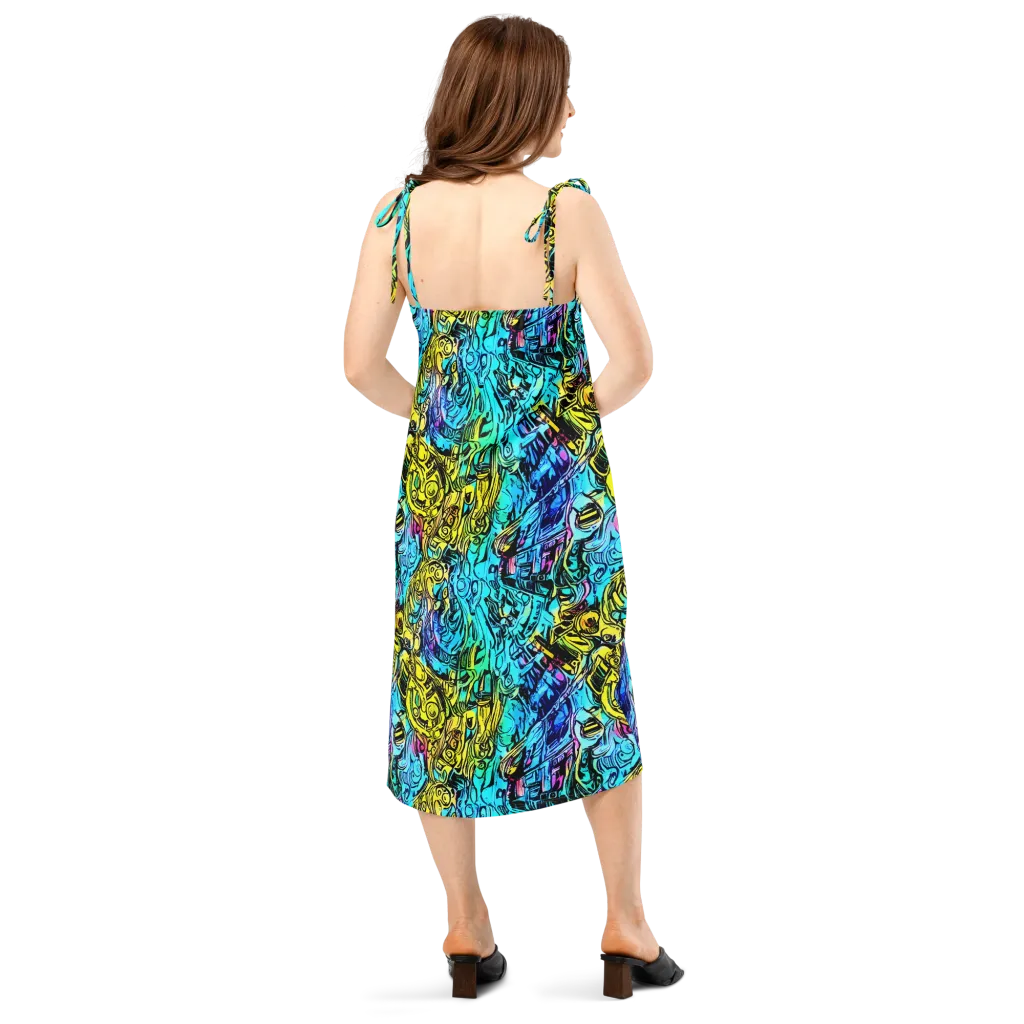 Cyan Frenzy on Slip Dress — Back