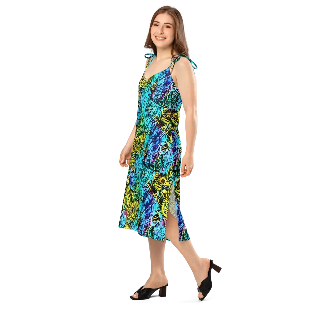 Cyan Frenzy on Slip Dress — Left Front