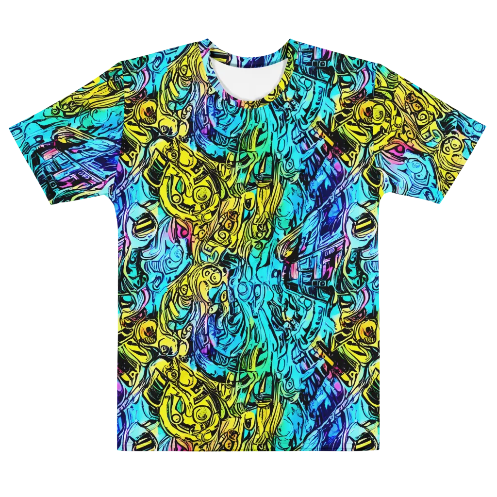 Cyan Frenzy on Men's Cotton Crew Neck T-Shirt — Front