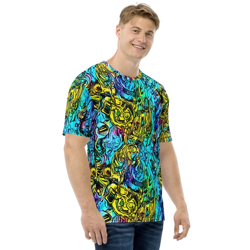 Cyan Frenzy on Men's Crew Neck T-Shirt — Right