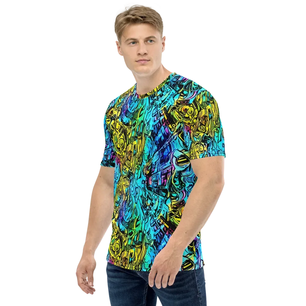 Cyan Frenzy on Men's Crew Neck T-Shirt — Left