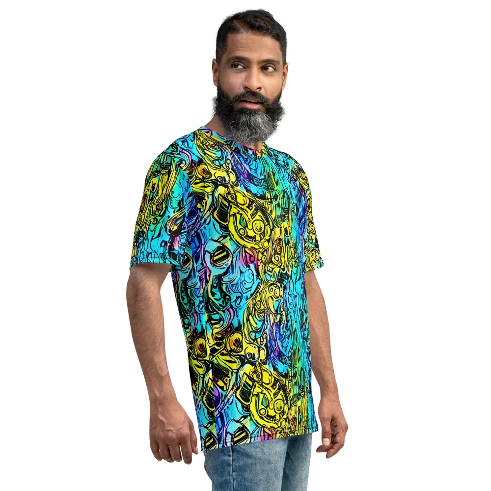 Cyan Frenzy on Men's Crew Neck T-Shirt — Right