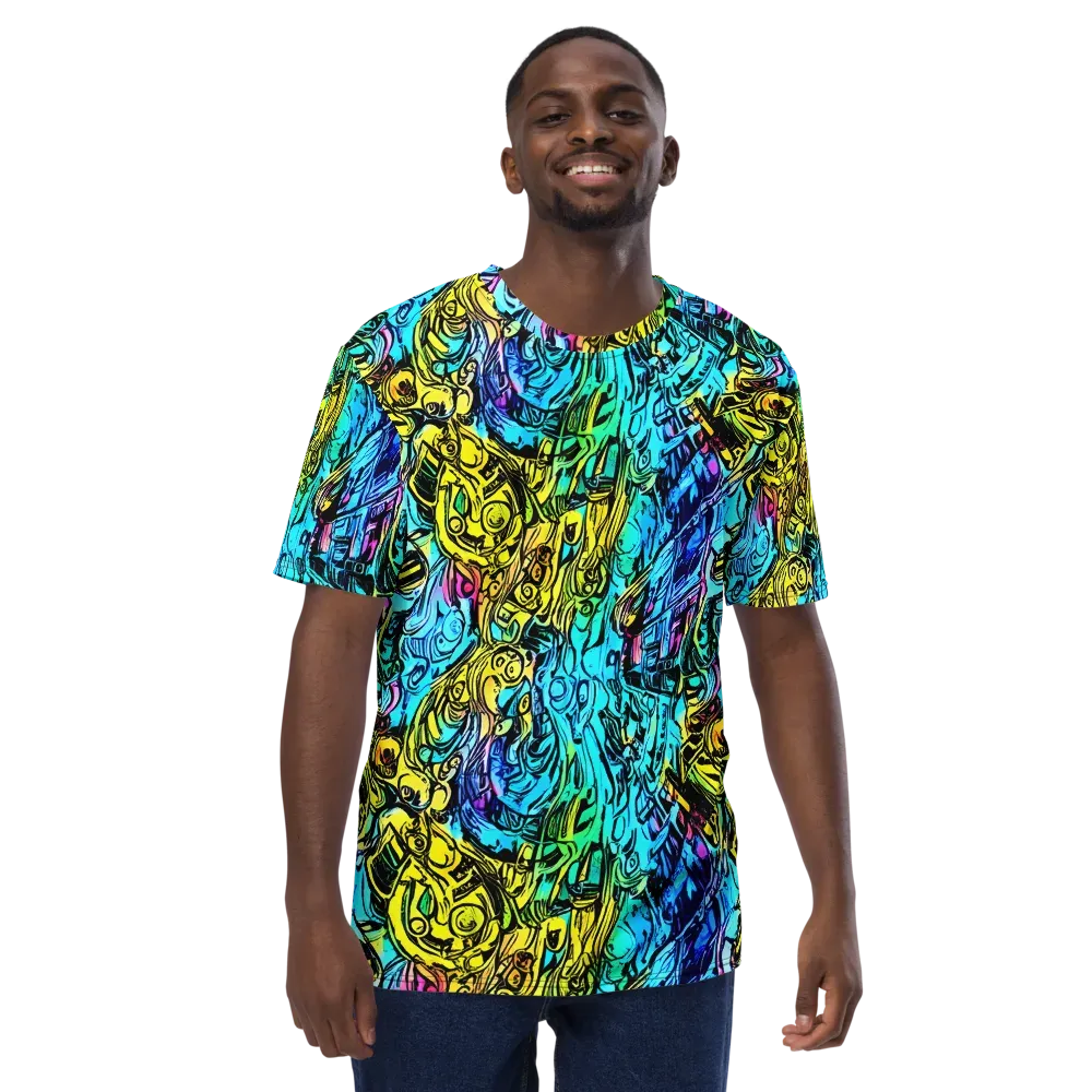 Cyan Frenzy on Men's Crew Neck T-Shirt — Front