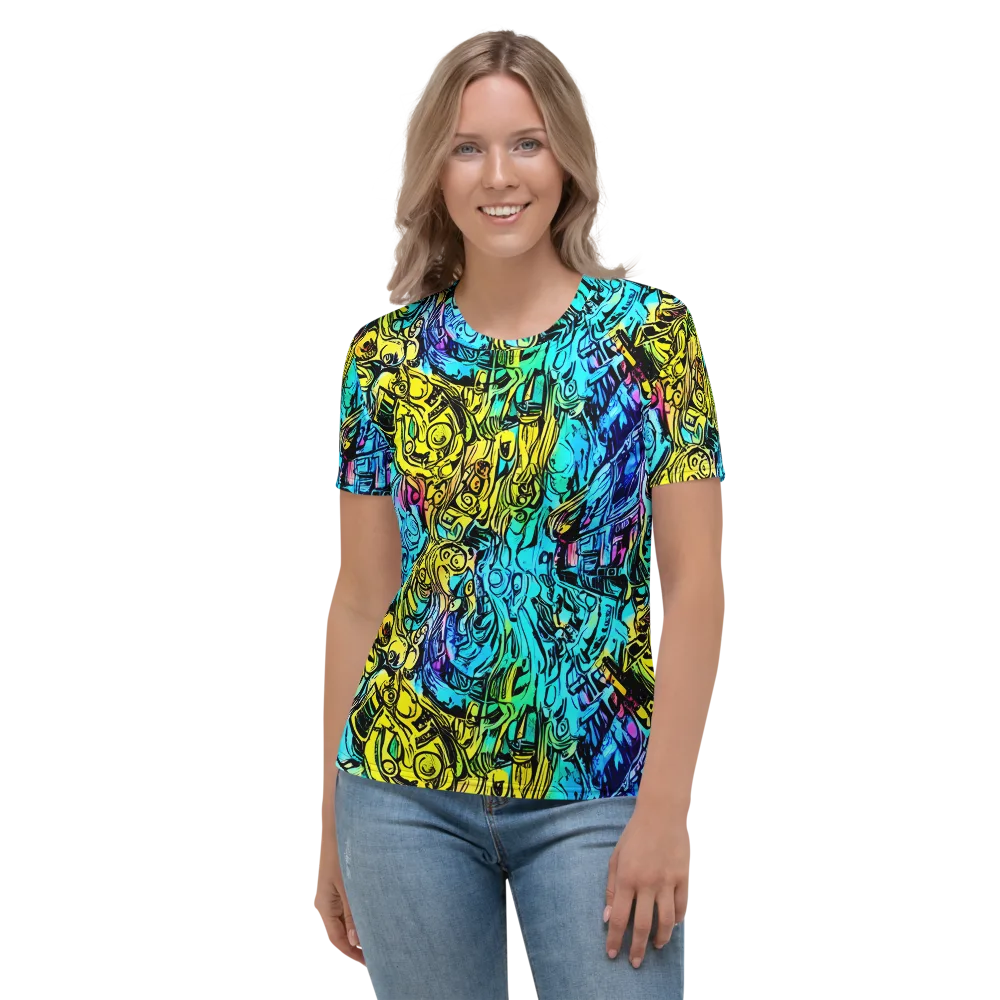 Cyan Frenzy on Women's Crew Neck T-Shirt — Front