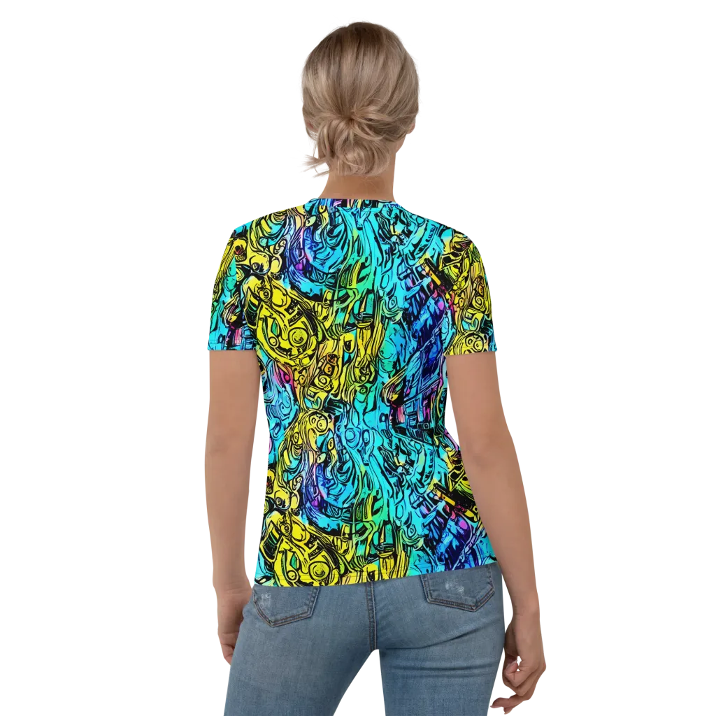 Cyan Frenzy on Women's Crew Neck T-Shirt — Back
