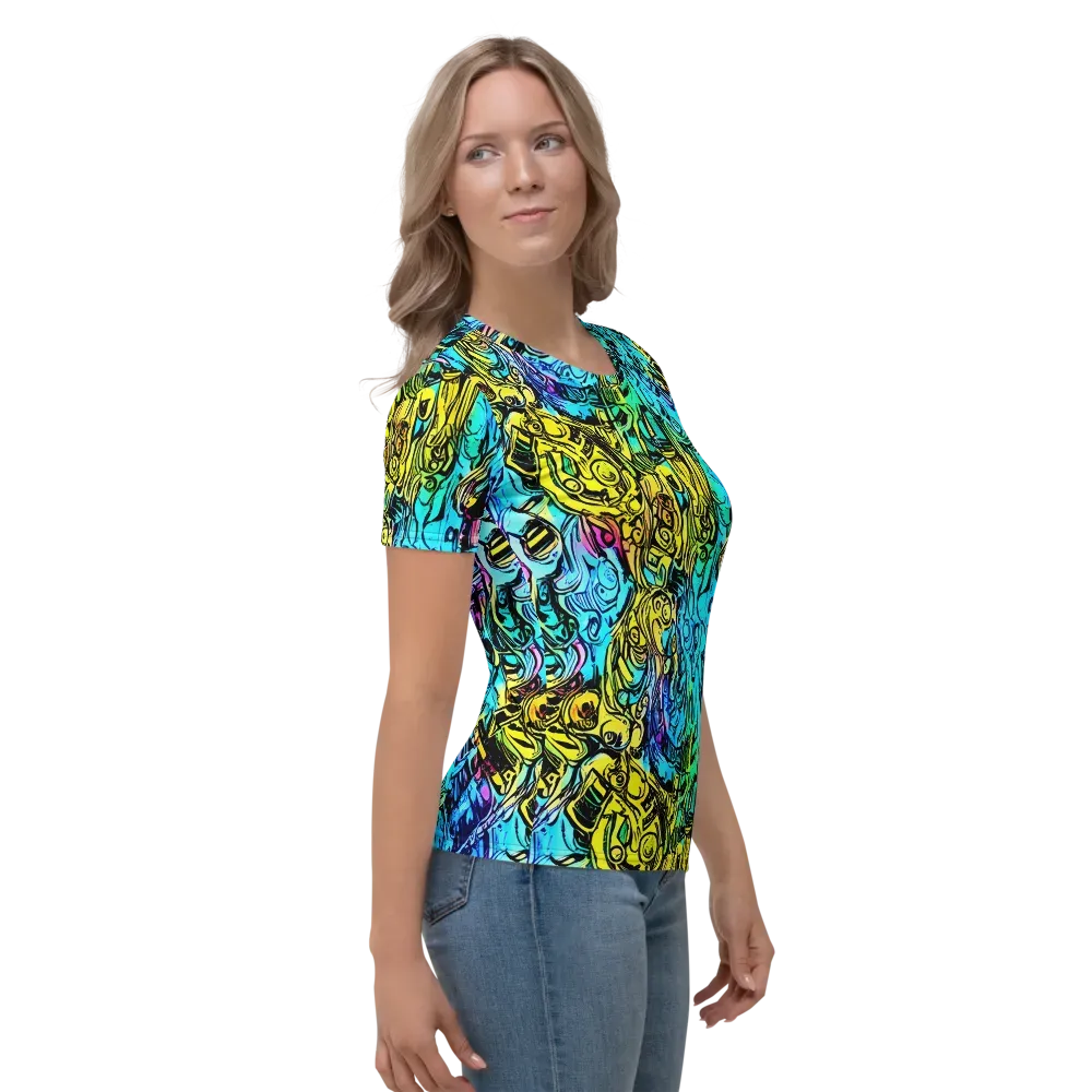 Cyan Frenzy on Women's Crew Neck T-Shirt — Right