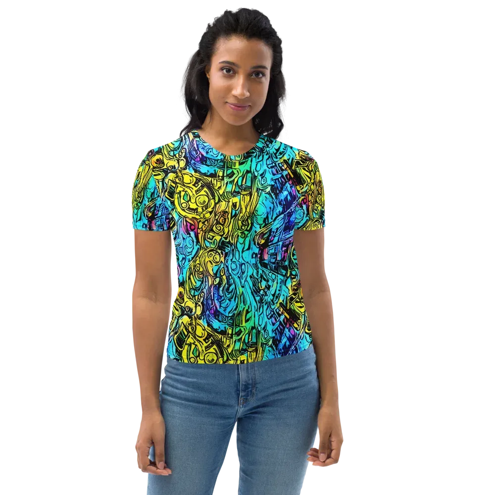 Cyan Frenzy on Women's Crew Neck T-Shirt — Front