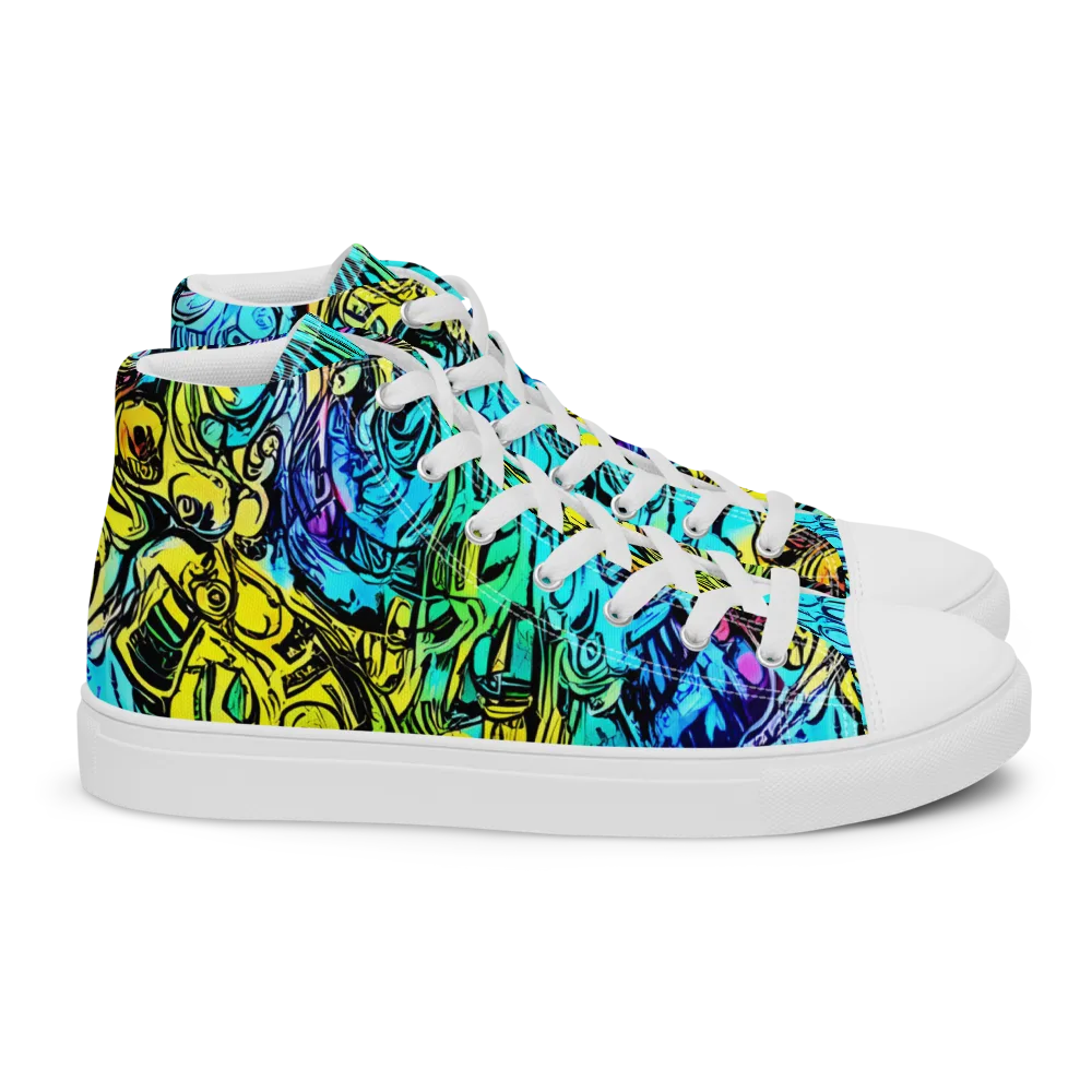 Cyan Frenzy on Women's High Top Canvas Shoes — Right