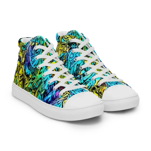 Cyan Frenzy on a Women's High Top Canvas Shoes