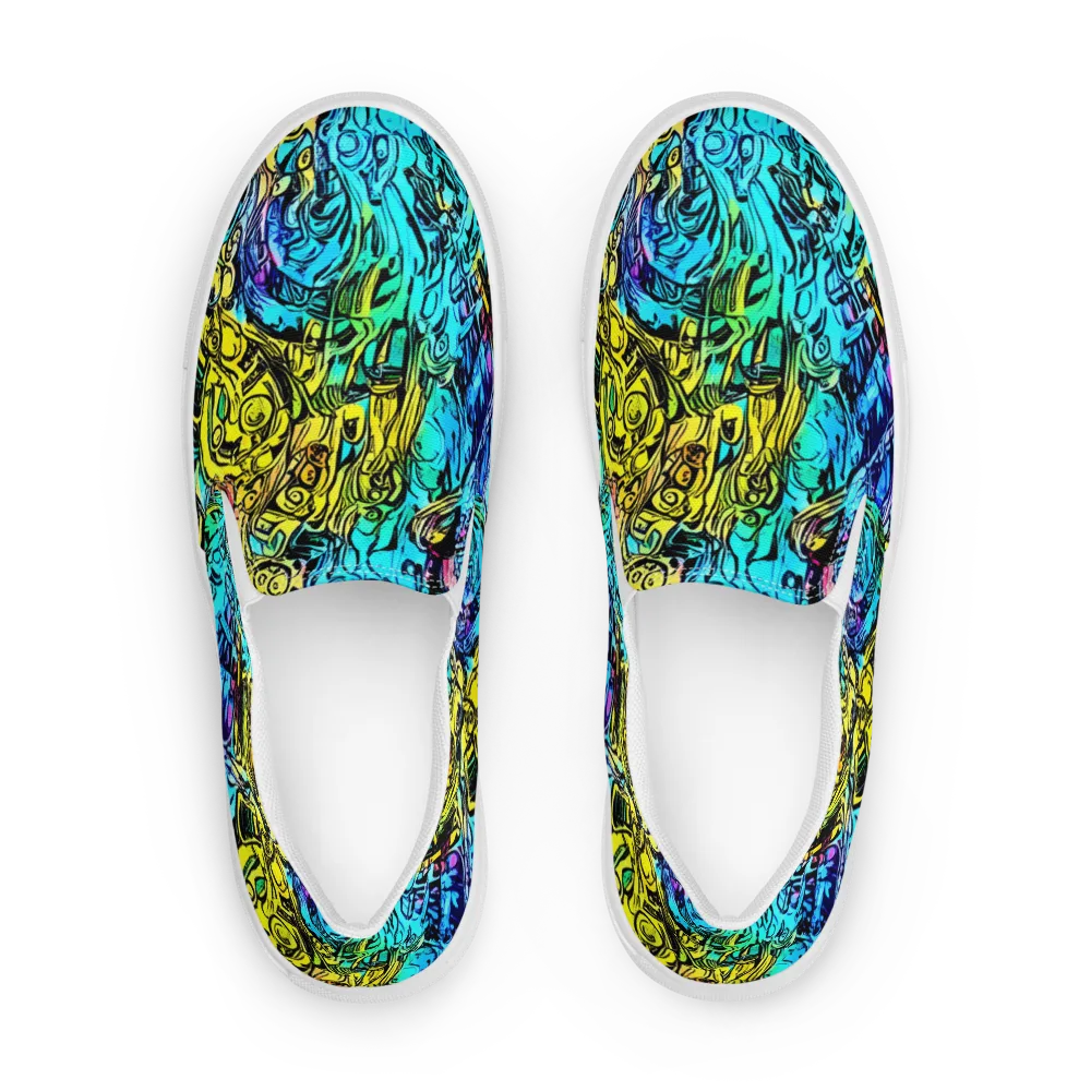 Cyan Frenzy on Men's Slip-On Canvas Shoes — Front
