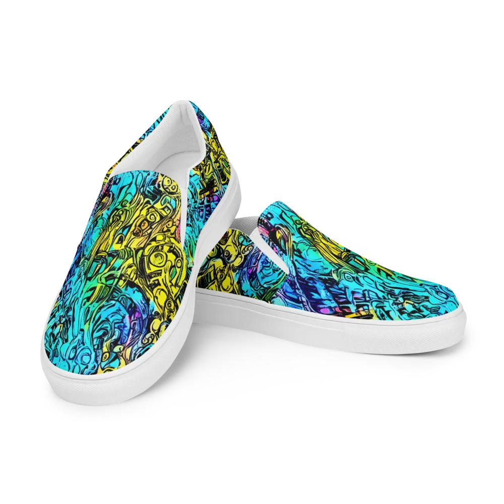 Cyan Frenzy on Men's Slip-On Canvas Shoes — Left Front