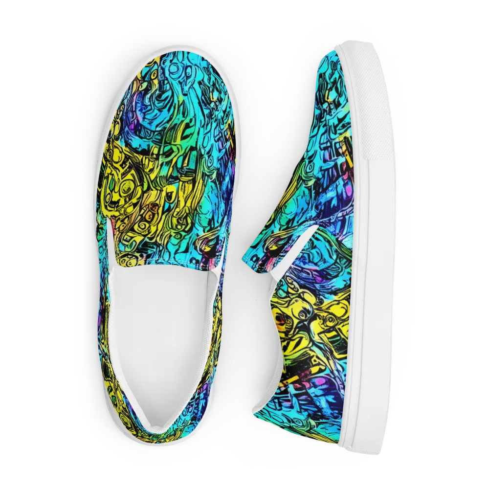 Cyan Frenzy on Men's Slip-On Canvas Shoes — Front